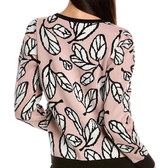 PUFF SLEEVE SWEATER. ANNE KLEIN PULLOVER SWEATER PINK AND JACQUARD. SIZE XL - Picture 2 of 16